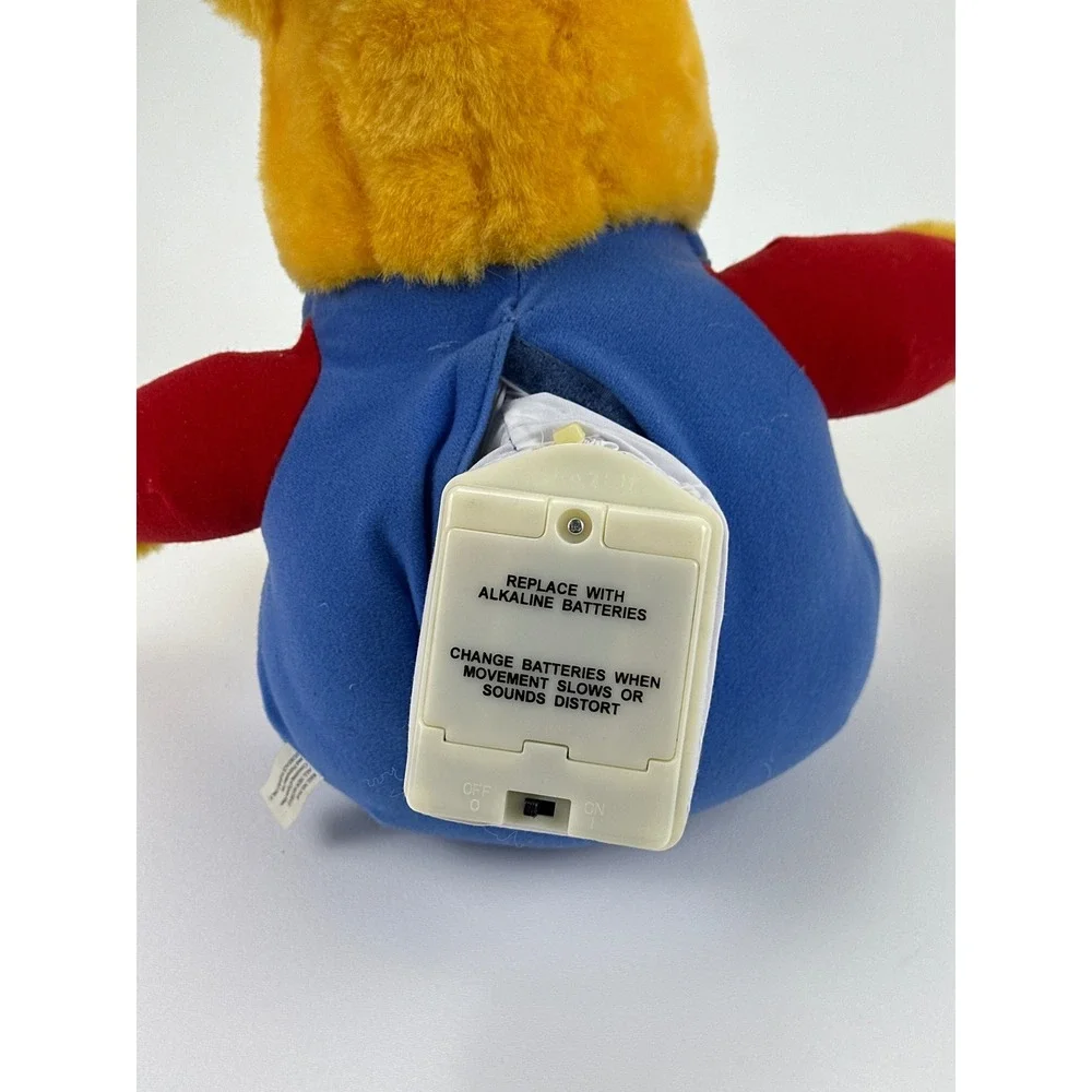 Vintage 1997 Disney Winnie the Pooh Mattel Plush Animated Sound Overalls 90s‎